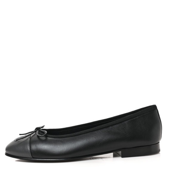 Authentic Classic Chanel Ballet Flats in Black Size 37.5 - Picture 1 of 6